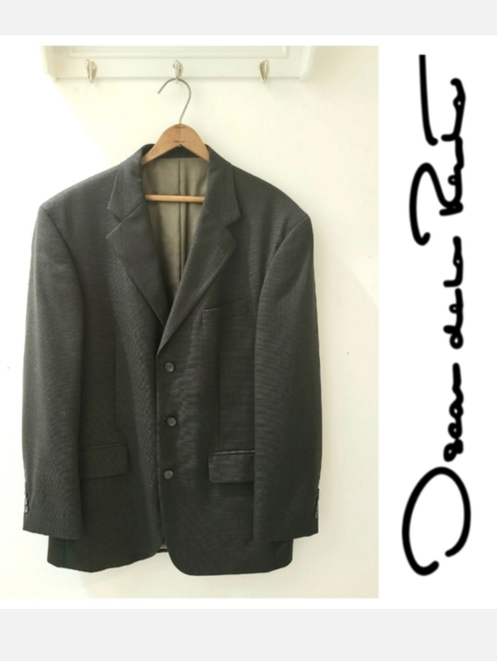 Oscar de la Renta Vintage Sportcoat 3 Button Charcoal Sz 40R